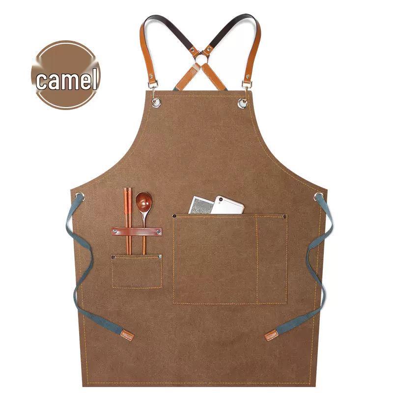 Women's Celebrity-Style Thick Canvas Apron for Hairdressers, Milk Tea Shops, and Baristas