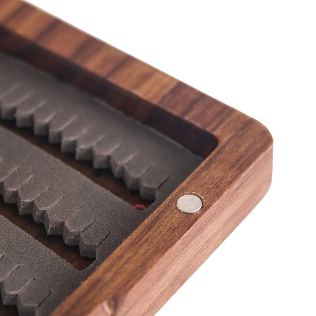 M MAXIMUMCATCH Maxcatch Fliegenbox Schlitzschaum Tacklebox Fliegenfischen Box Etui Walnuss Holz/Bambus Köder/Fliege (Schwarzes Holz, Köder-/Fliegenbox)