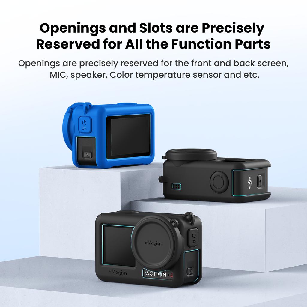 Silicone Case Cover for DJI Osmo Action 4 3 Silicone Protective Case with Camera Lens Cover for DJI Action 4 Accessory