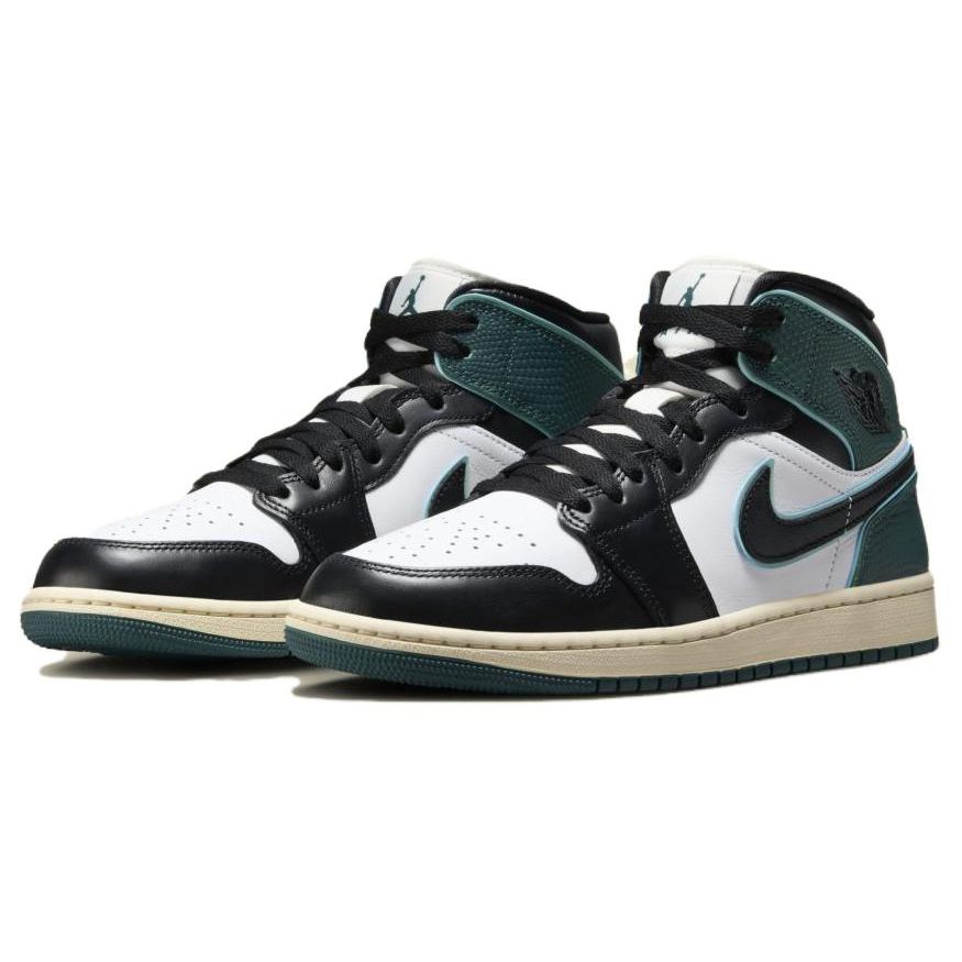 Air Jordan 1 Mid Oxidized Green Women Sneakers White Black Light-Dew FQ7818-100
