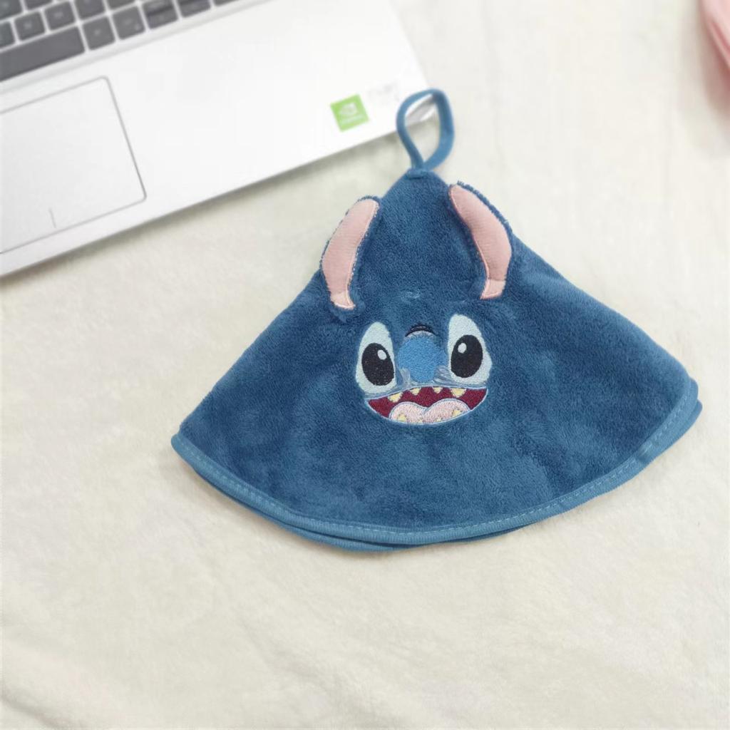 Cute embroidered hand towel Cartoon coral fleece soft and skin-friendly small towel hanging kitchen water-absorbing quick-drying round towel