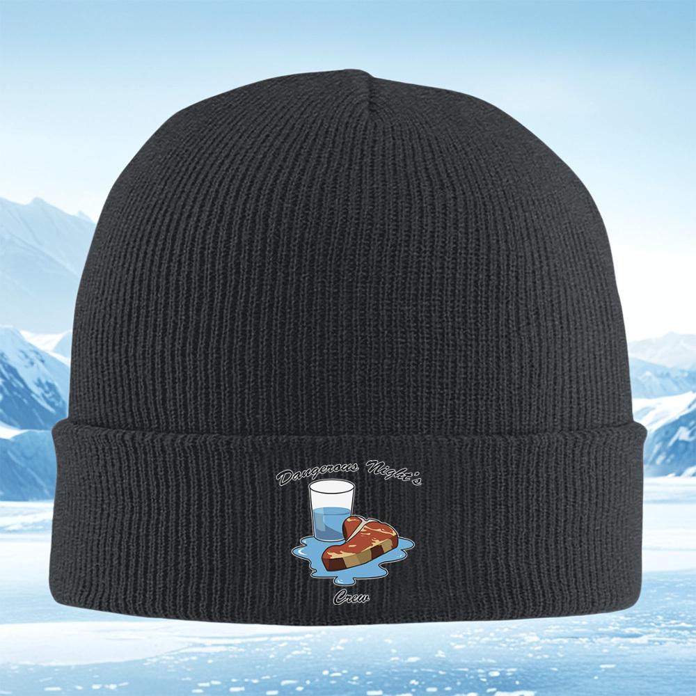 Steak glass water Dangerous Night's Crew Men Women Unisex Knitted Hat Beanie Pullover Cap Winter Thermal Warm Christmas Outdoor
