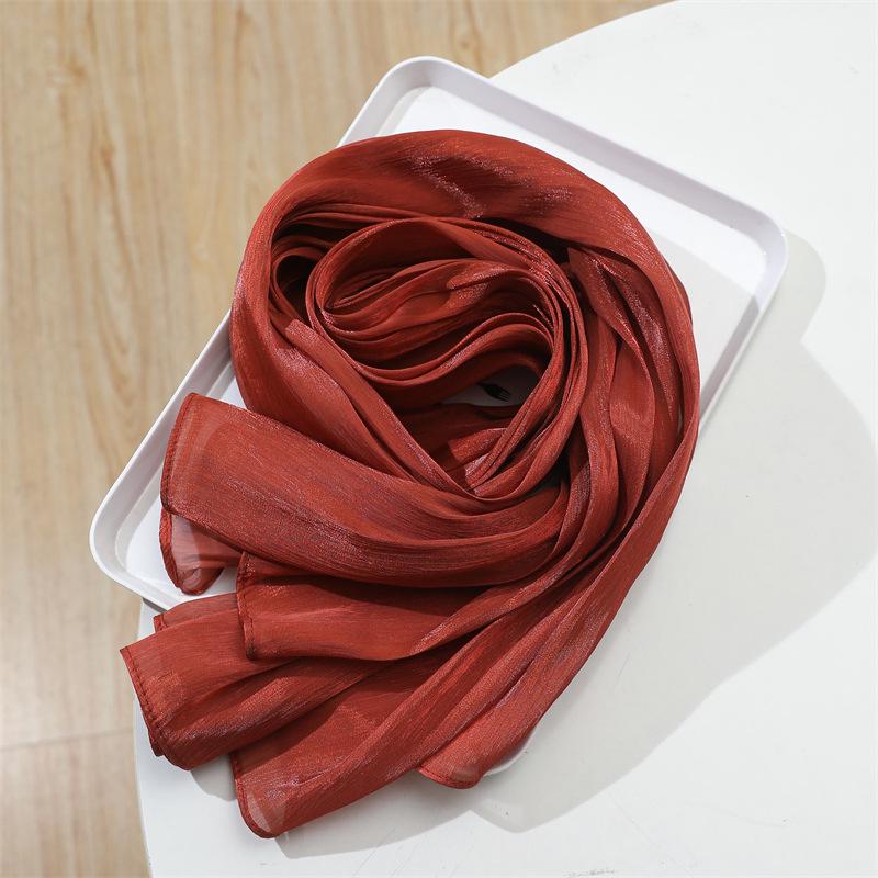 2025 Frühling/Sommer Damen Seidenschal: Leichter, einfarbiger Sonnenschutzschal