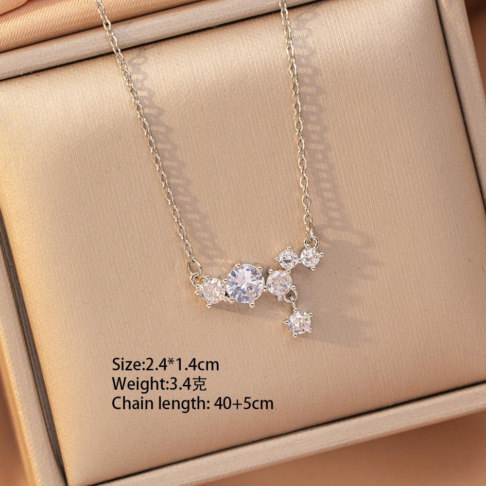 [Titanium Steel] Necklace Women's Copper Micro-inlaid Electroplating Advanced Sense Delicate Clavicle Chain Jewelry