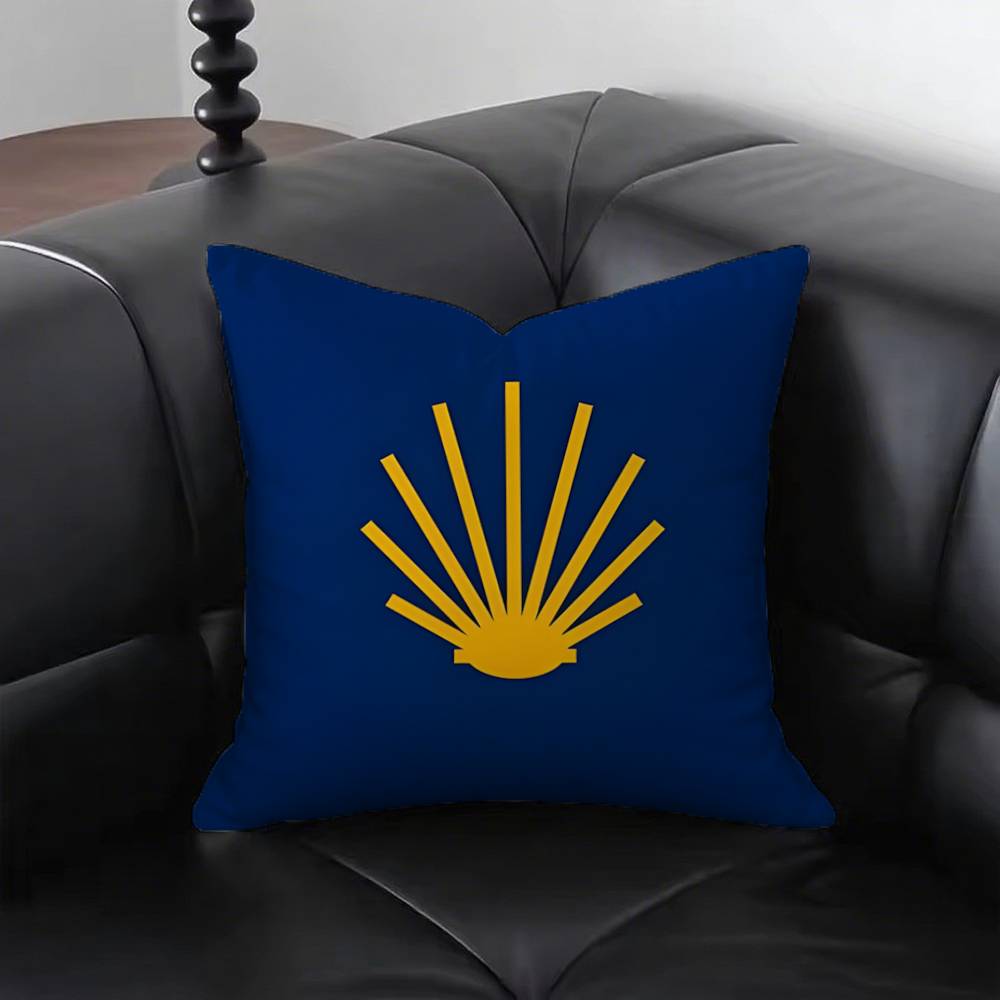 1pc Yellow Camino De Santiago Scallop Pillow Case Square Bedroom Sofa Leisure Comfort Cushion Car Living Room Home Decoration