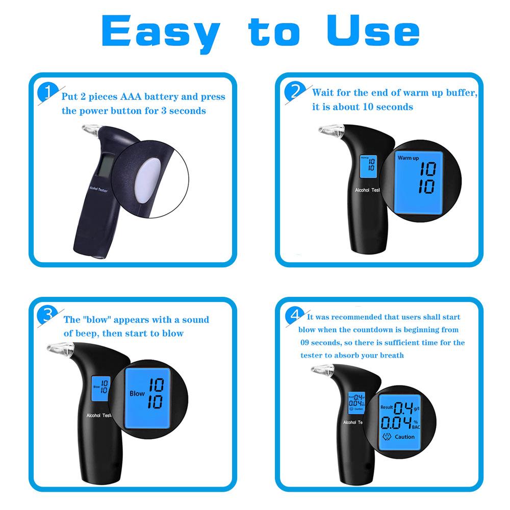Advanced Portable Alcohol Tester Breath Analyzer with Sound Light Alarm for Drunk Driving Prevention and Safety