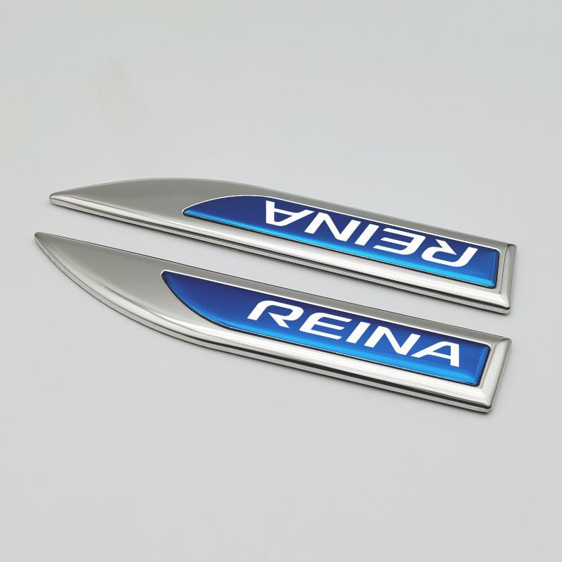 Hyundai Reina Metal Bright Side Fender Decal – Custom Car Logo Decoration