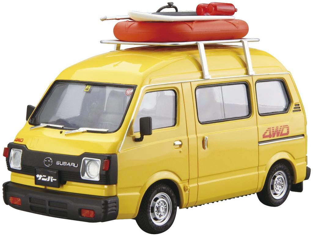 Aoshima Bunka Kyozai The Model Car Series Subaru K88 Sambar High Roof 4WD 1980 Plastic Model Molded In Color 1/24 No.55