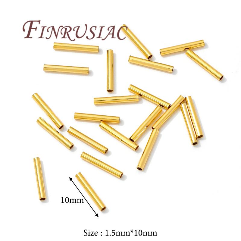 

18K Gold Plated Brass Tube Beads For Bracelets,Spacer Beads For Jewelry Making,DIY Accessories,Separators For Bead 50 pieces