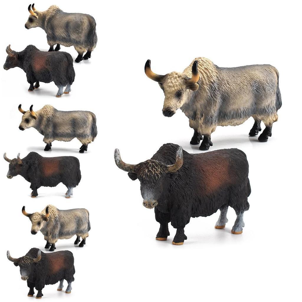 Simulated Animal Gray Brown Consumption Cow Model Ornament Set Desktop Ornament For Educational Play And Kids Collection