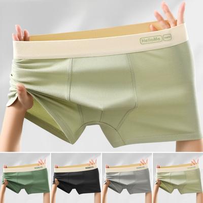 Men Boxer Underwear Mid-rise Elastic Waist U-Convex Shorts Briefs Patchwork Color U-Convex Breathable Panties
