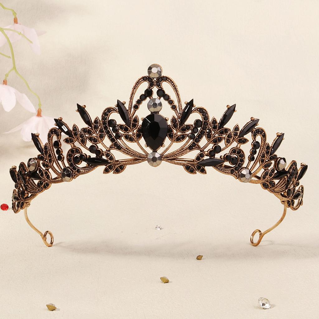 Halloween Jewelry Rhinestone Alloy Crown Holiday Party Dance Dress Headdress High-end Black Crown