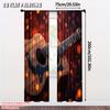 Elegant Set Of 2 Flat Printing Scene Curtains Wooden Guitar Bokeh Fabric Without Electricity Birthday Party Applies Polyester Curtain Made