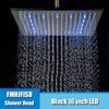 Tête de douche à effet pluie LED Chrome Nickel Noir 8/10/12/16 pouces Tête de douche Supérieure à Jets Pluie Remplacement Douche