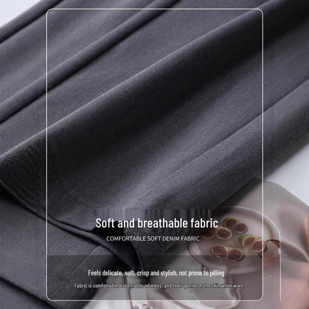 Gray High-Waisted Wrinkle-Free Wide-Leg Slimming Women's Pants - Pear Shaped, Spring/Autumn 2025 Collection