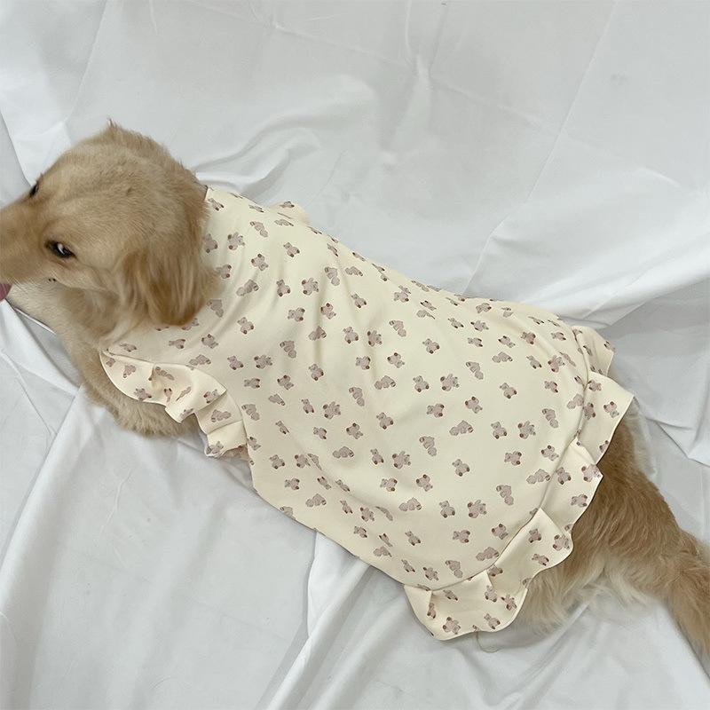 Pet Spring Summer Medium Large Dog Dress Golden Retriever Labrador Samoyed Thin Cute Big Dog Vest