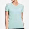 Li Ning Running Series Solid Color Micro Logo Quick-Dry Breathable Running Training Short Sleeve T-Shirt Women Tops Soft-Water-Blue ATSS382-1