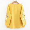 Blouse Women Linen T Shirt Long Sleeve Ladies Plus Size Top Tunics O Neck Solid Color Casual Clothes