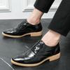 New Gentleman Gold Black Lace Up Brogues Formal Dress Shoes For Men Male Wedding Prom Homecoming Flats Sapato Social Masculino