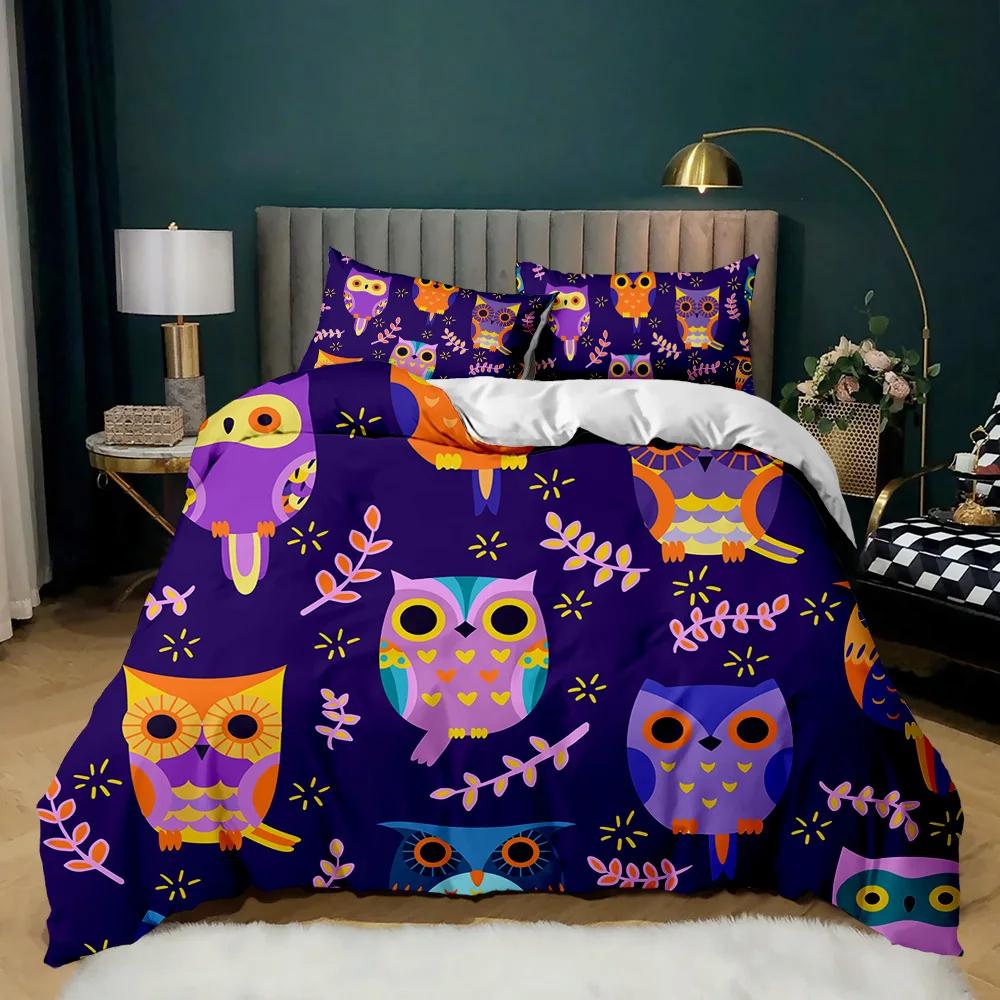 Owl Duvet Cover Twin King Queen Size Cartoon Owl Comforter Cover Bird Animal Bedding Set Boys Quilt Cover Polyester Quilt Cover