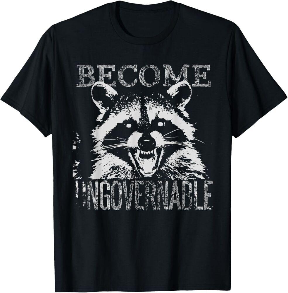 

Vintage Angry Raccoon Become Ungovernable Trash Panda Meme T-Shirt XL