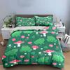 Frog and Mushroom Pattern Set Bedding Duvet Cover Set  (1*Duvet Cover 2*Pillowcases, without duvet insert)