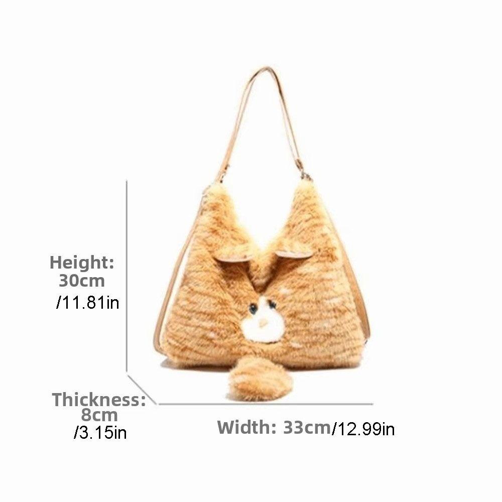 Large Capacity Furry School Bag Zipper Cartoon Daypack Cat Plush Backpack  JK Uniform Accessories