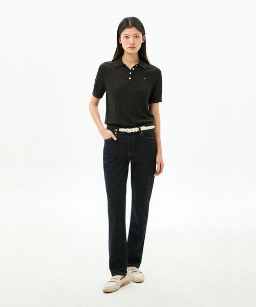 TOMMY HILFIGER Linen Blend Polo Sweater