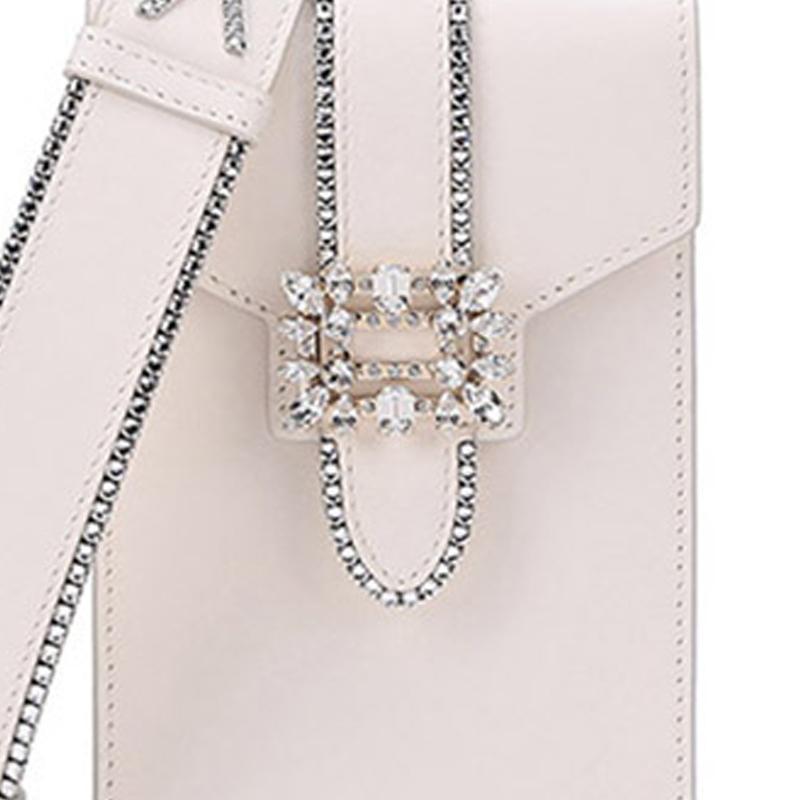 Roger Vivier Broche Vivier Series Versailles Diamond Buckle Leather Mobile Shoulder Bag Women shoulder bag Cream RAWAVFO0300MU5C019