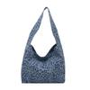 Leopard Print Cotton Cloth Tote Bag Women's New Fashion Popular Simple Commuter Bag Casual Retro Shoulder Bag