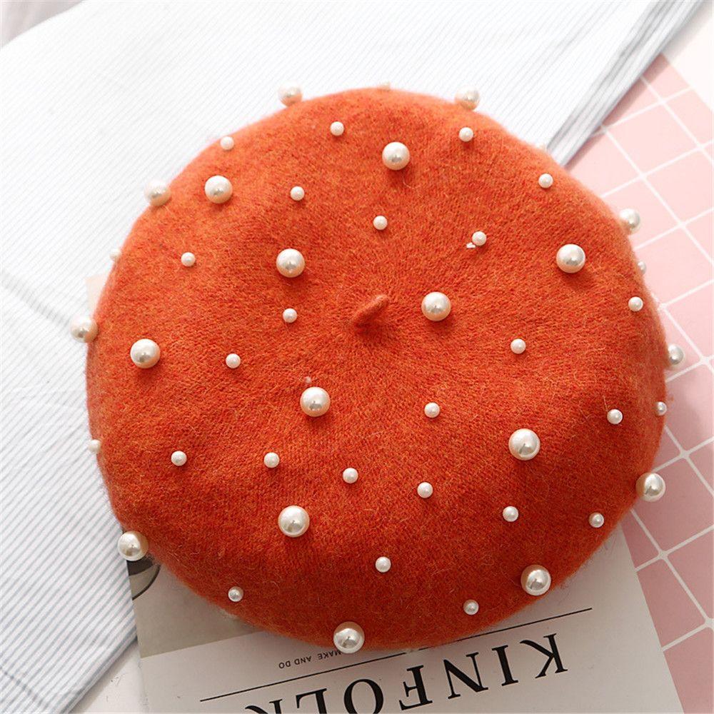 

Модная элегантная регулируемая винтажная шляпа-берет, французская кепка художника, теплая шерстяная шляпа художника оранжевый