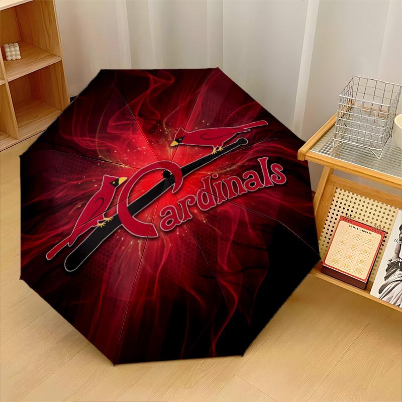 St. Louis Cardinals Print Auto 8?Ribs Folding Umbrella Wind Resistant Lightweight Automatic Umbrella For Daily Travel