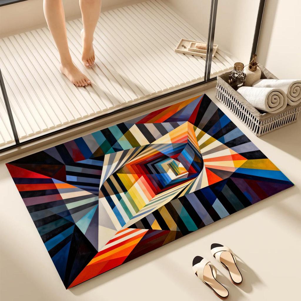 Geometric Dirt-Resistant Entrance Floor Mat - Easy To Clean & Wear-Resistant, Decorative Entryway Foot Mat