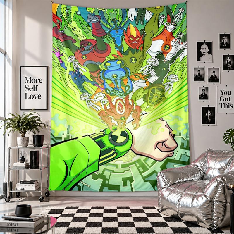Wall TapestryBen 10 Art Hanging Cloth Decorative Background Cover for Room Decoration