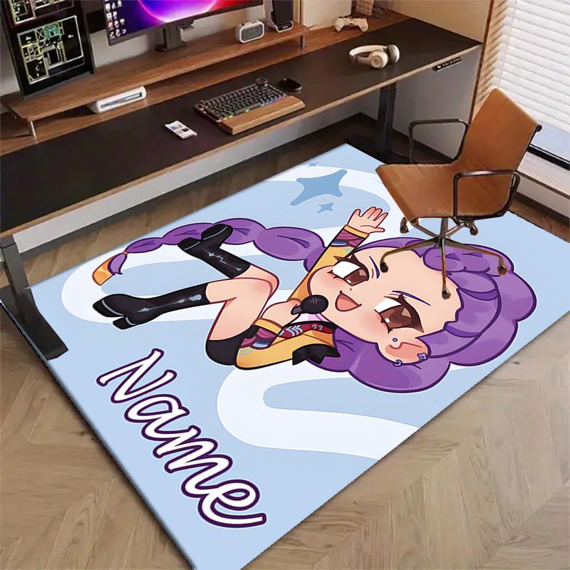 Custom KPop Demon Hunters Mat Personalized Name, Polyester Washable Indoor Entryway Rug, Gift for Christmas, Easter, Thanksgiving Day