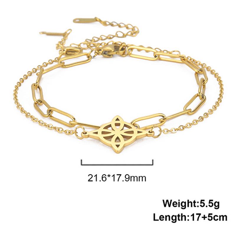 Trendy Adjustable Double Layer Witch Knot Bracelet for Women - Stainless Steel Hand Jewelry