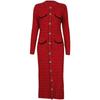 Hui Neujahrsrobe, roter Strickpullover-Rock, Rundhalsausschnitt-Kleid, Damenbekleidung, Herbst und Winter hochwertiges langes Kleid