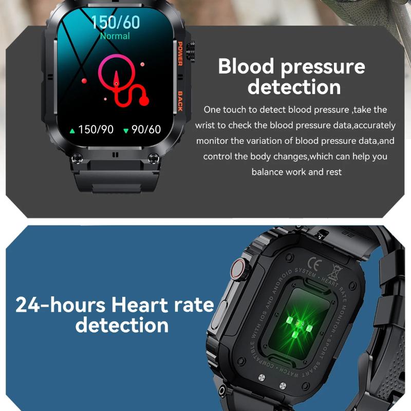 2025 New Outdoor Sports Fitness Smartwatch for Men 1.96 Inch Screen Bluetooth Calling Waterproof Watches Blood Oxygen Reloj Hombre