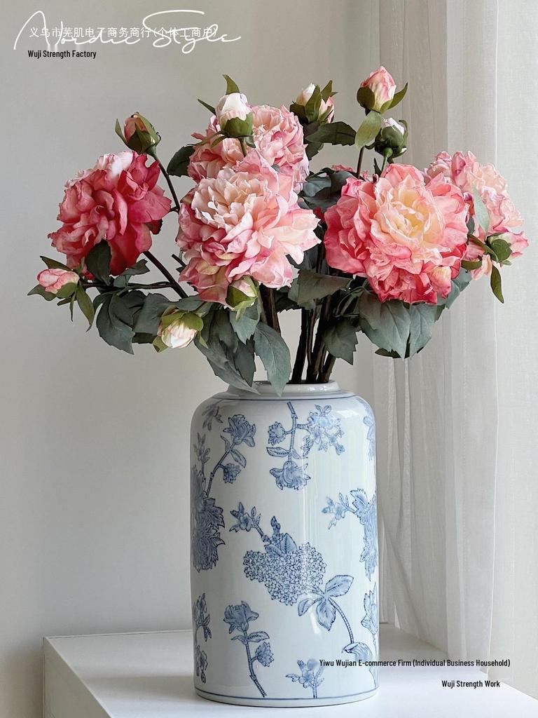 High-Quality Burnt Edge Silk Peony - Artificial Flower for Home Decor & Photography