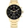 1710589 relógio masculino Pulseira dourada Mostrador preto 43mm + caixa