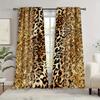 Set Of 2 Luxury Golden Leopard Curtains Hd Digital Print Design Living Room Bedroom Study Window Decor Style Curtain With Rod Pocket Polyester Ideal