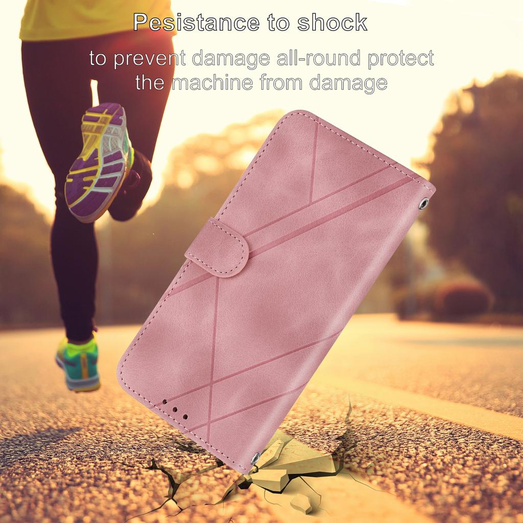 For Samsung Galaxy A26 5G Case Imprinted Line Leather Phone Cover with Handy Strap