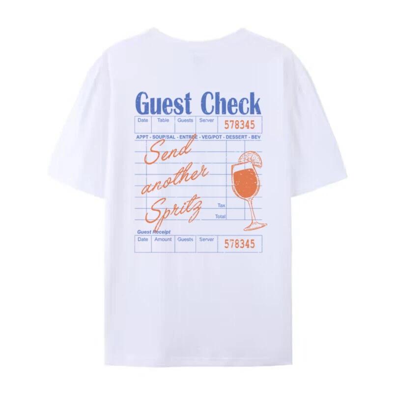 

Women Back Print Vintage Guest Check Spritz TShirts Funny Cocktail Lover T Shirt Loose Cool Y2k Graphic Tees Unisex Summer Tops S