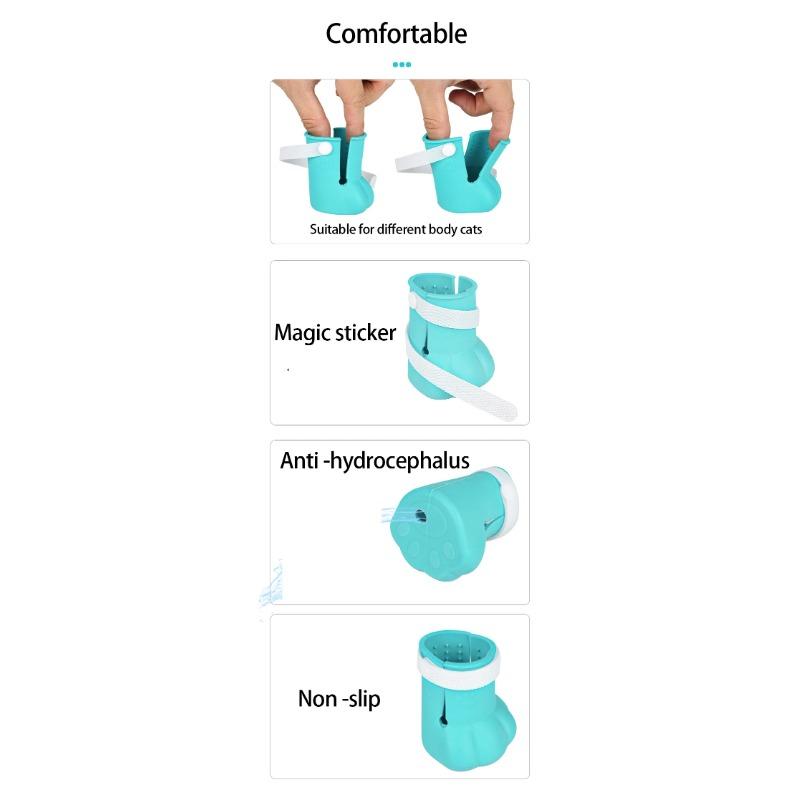 Cat Claw Protector Bath Feeding Bathing Shoes Foot Cover Anti-Scratch for Cats Pet Grooming Silicone Paw Nail Cover Boots