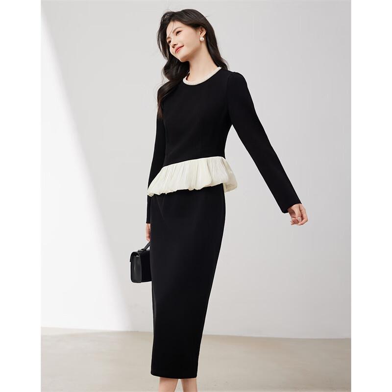 Xinfieyu Elegant Black Two-Piece Skirt Set for Petite Women