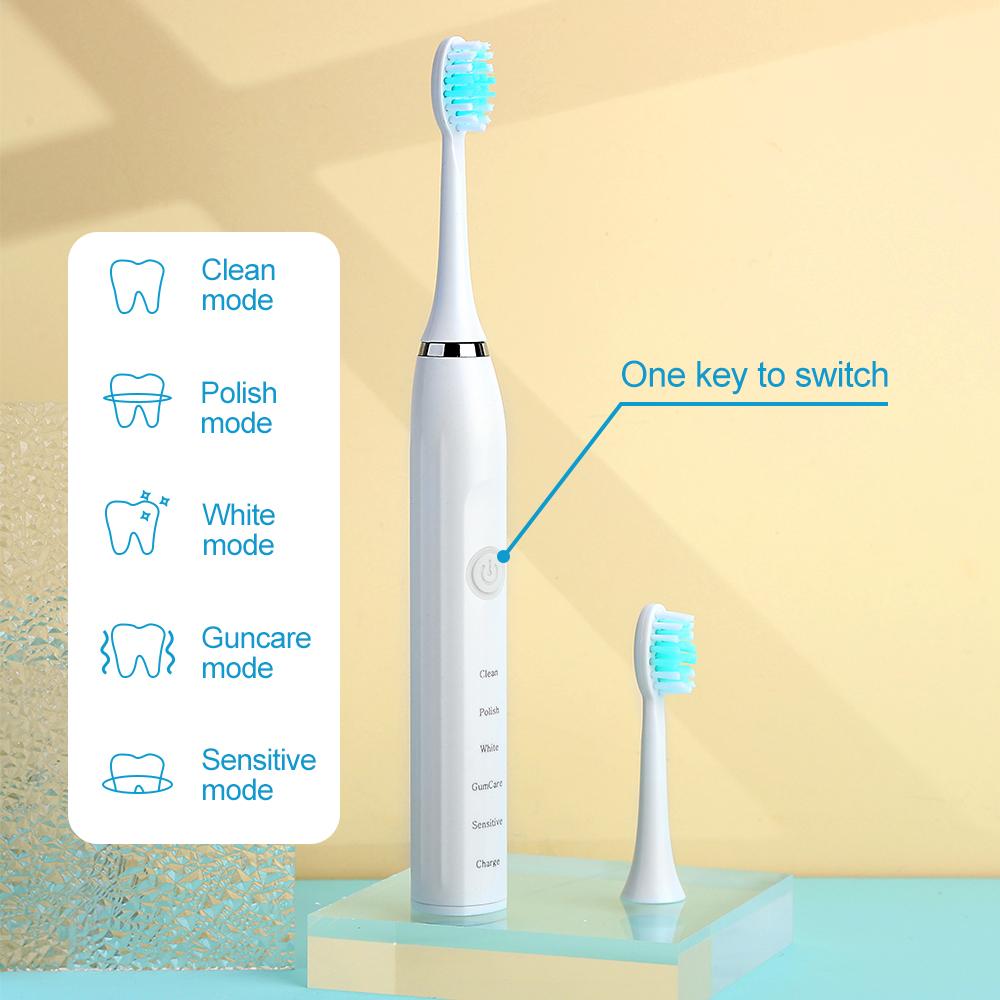 Electric Toothbrush Rechargeable 5 Modes 4 Speeds Dental Care Water Resistant Tooth Brush Soft Bristles Teeth Whitening Gum Massaging