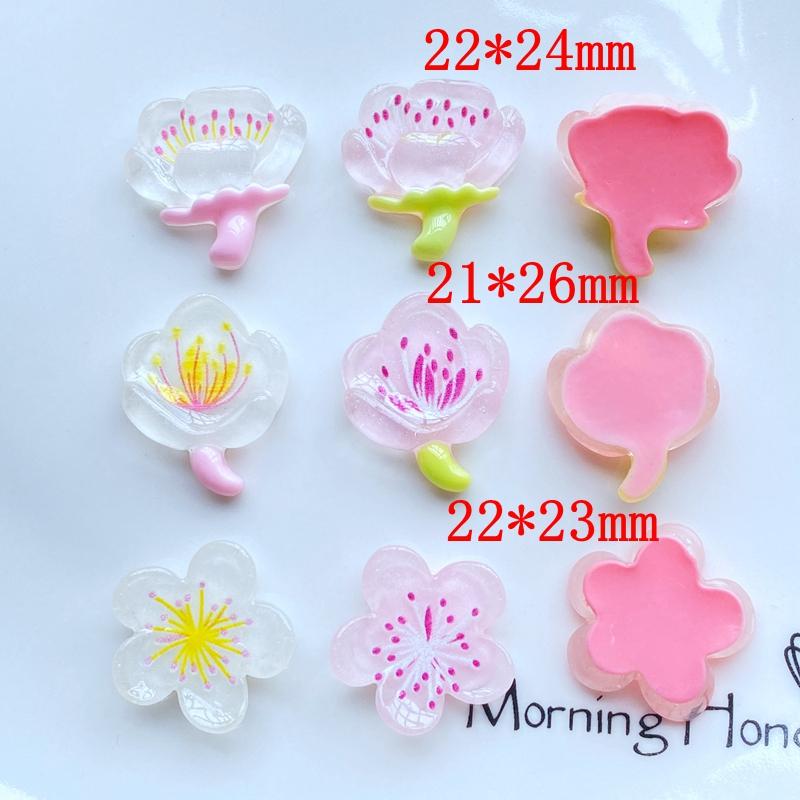 10Pcs New Cute Mini Luminous Transparent Lotus Flat back Resin Cabochons Scrapbooking DIY Jewelry Craft Decoration Accessorie