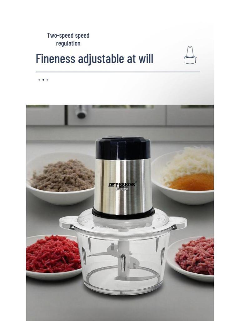 2L Electric Meat & Vegetable Grinder: Glass Model, Compact Food Processor & Chili Powder Chopper for Household Use