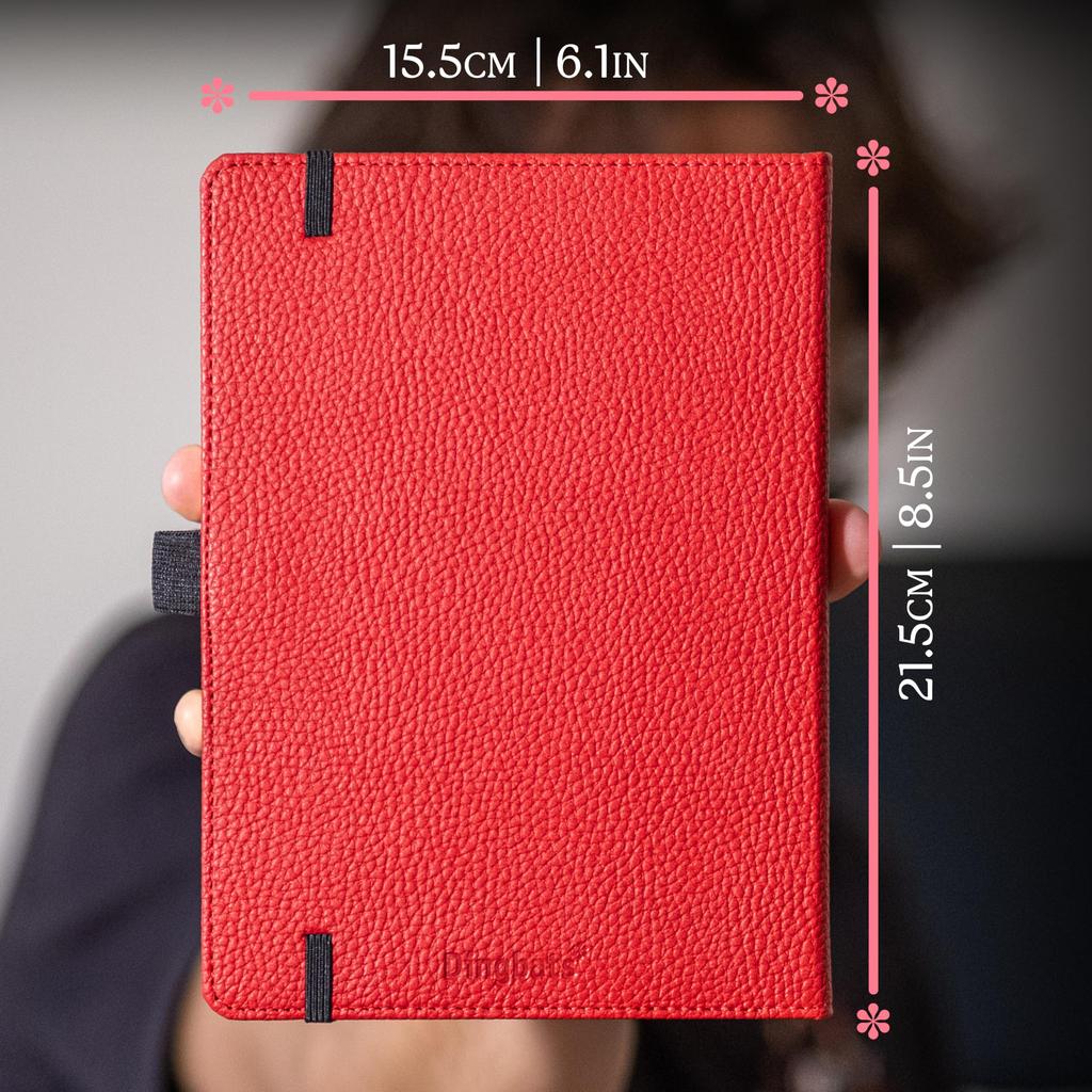 Wildlife Grid Medium Red Hardcover Notebook PU Leather Cream 100gsm Paper Dingbats - Notebook, Kangaroo, A5+ - - - Perforated, Ink-Resistant