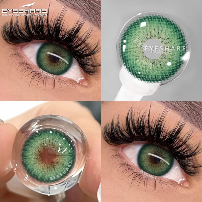 Eyeshare 2ks/pár Kontaktní čočky řady NICOSIA Roční zelené čočky 14,2 mm Modré oči Čočky Módní kosmetika Žáci